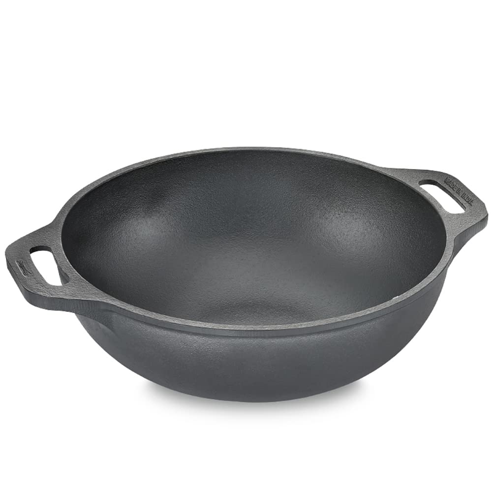 Prestige Cast Iron Kadai |Even Heat Distribution|Scratch Resistant|Compatible with Gas & Induction|Retains Heat for Long|10 Years Warranty
