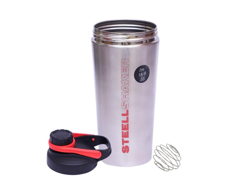 Jaypee Plus Steel Shaker 700 ml Siver Black Red with wire blending ball