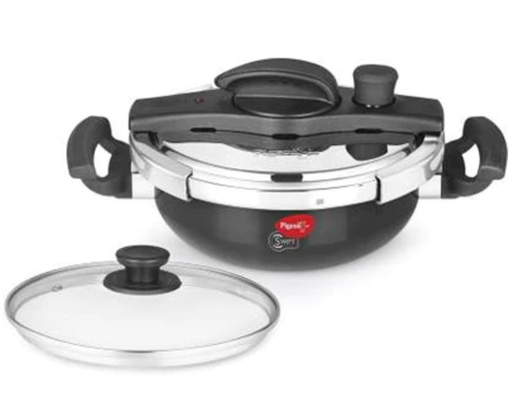 Pigeon Swift Pressure Kadai 2 litres Hard Anodised Aluminium Pressure Cooker| Induction Base