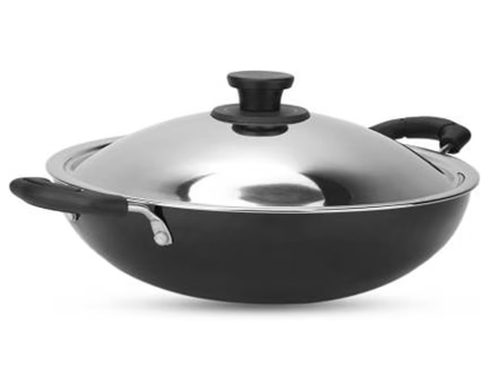 Pigeon Non-Stick Kadai 300 with Stainless Steel Lid