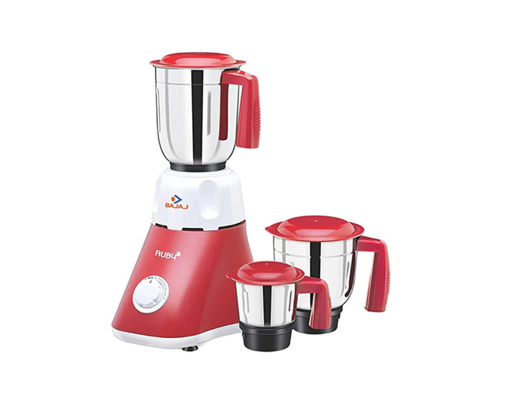 Bajaj Majesty Ruby 500 Watt Mixer Grinder with 3 Jars | Red & White